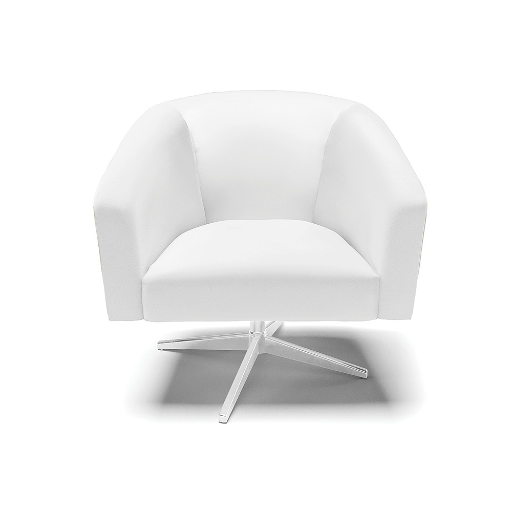 Kit 02 Poltronas Giratória Stella Corino Branco Base Cromada - D'Rossi