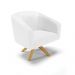 Kit 02 Poltronas Giratória Stella Corino Branco Base Madeira MA30 - D'Rossi