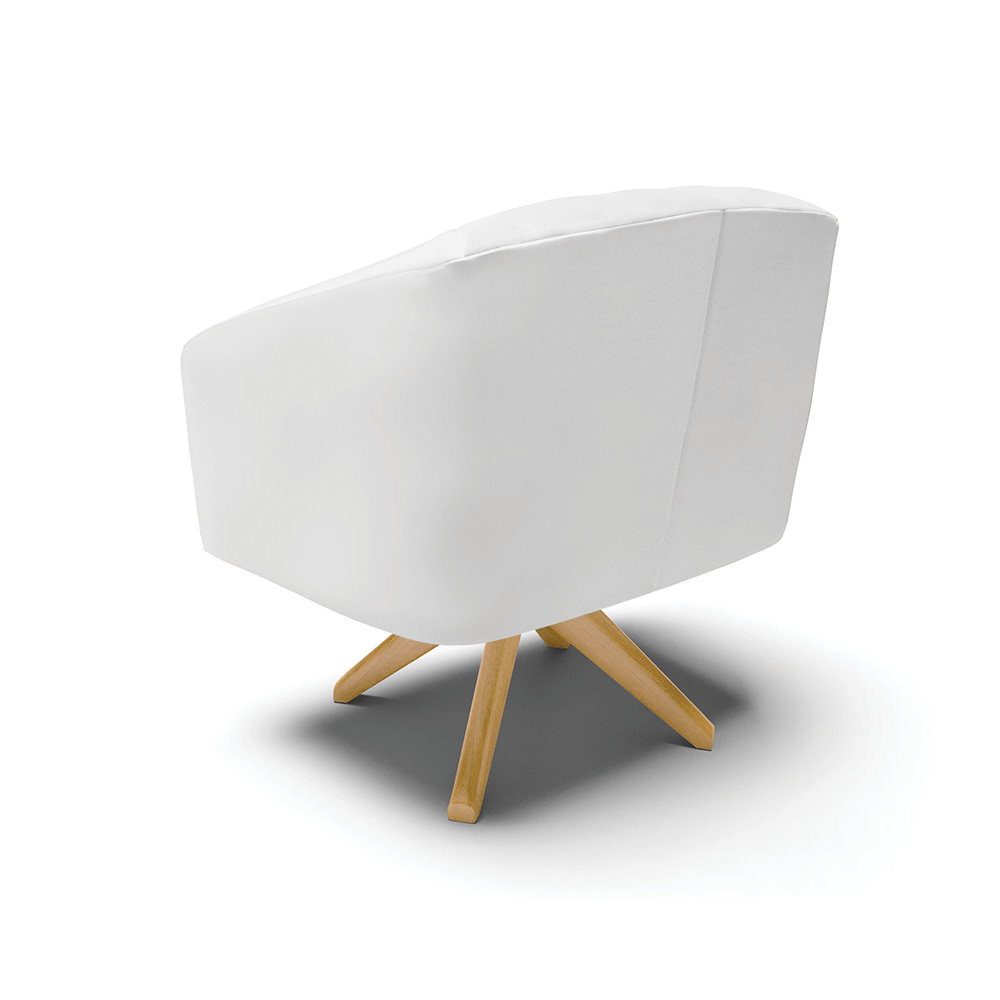 Kit 02 Poltronas Giratória Stella Corino Branco Base Madeira MA30 - D'Rossi