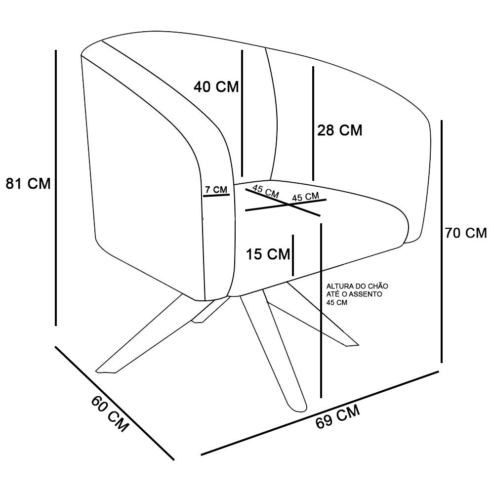 Kit 02 Poltronas Giratória Stella Linho Whisky Rosê A106 Base Madeira MA30 - D'Rossi