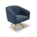 Kit 02 Poltronas Giratória Stella Suede Azul Marinho Base Madeira MA30 - D'Rossi