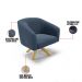 Kit 02 Poltronas Giratória Stella Suede Azul Marinho Base Madeira MA30 - D'Rossi