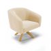 Kit 02 Poltronas Giratória Stella Suede Bege Base Madeira MA30 - D'Rossi