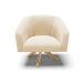 Kit 02 Poltronas Giratória Stella Suede Bege Base Madeira MA30 - D'Rossi