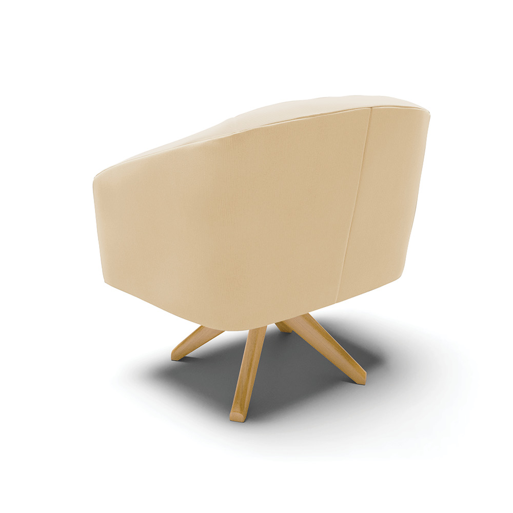 Kit 02 Poltronas Giratória Stella Suede Bege Base Madeira MA30 - D'Rossi
