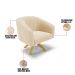 Kit 02 Poltronas Giratória Stella Suede Bege Base Madeira MA30 - D'Rossi