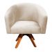 Kit 02 Poltronas Giratória Stella Suede Bege Base Madeira MM30 - D'Rossi