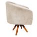 Kit 02 Poltronas Giratória Stella Suede Bege Base Madeira MM30 - D'Rossi