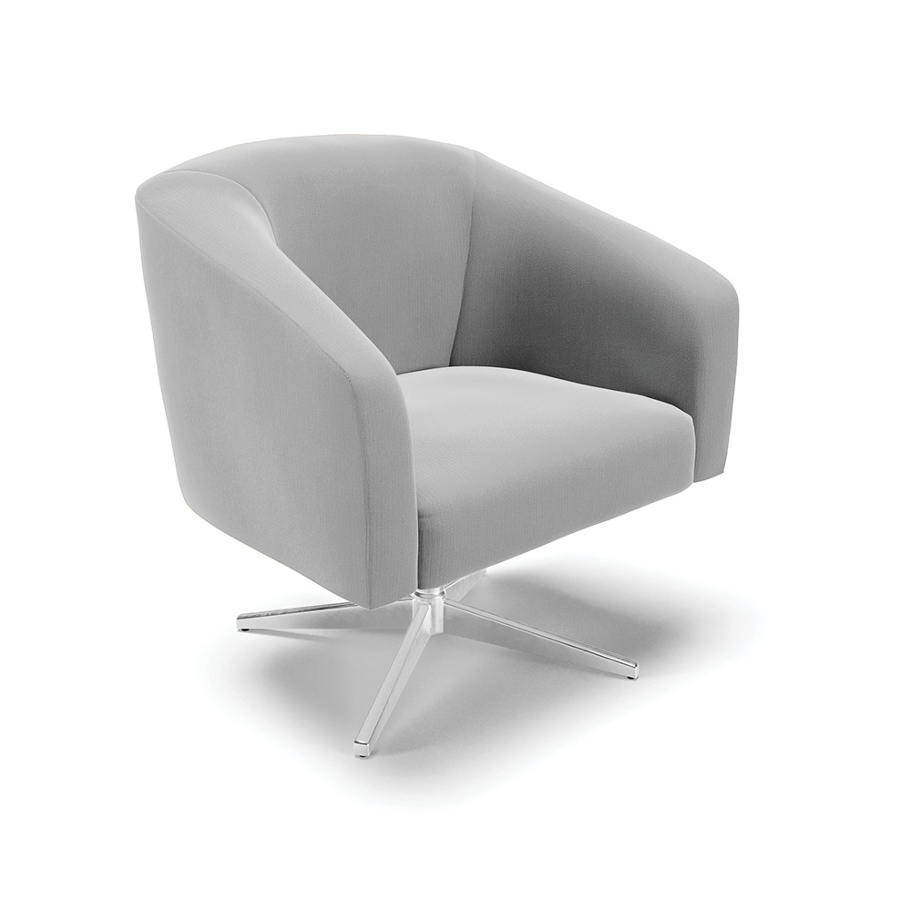 Kit 02 Poltronas Giratória Stella Suede Cinza Base Cromada - D'Rossi