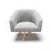 Kit 02 Poltronas Giratória Stella Suede Cinza Base Madeira MA30 - D'Rossi