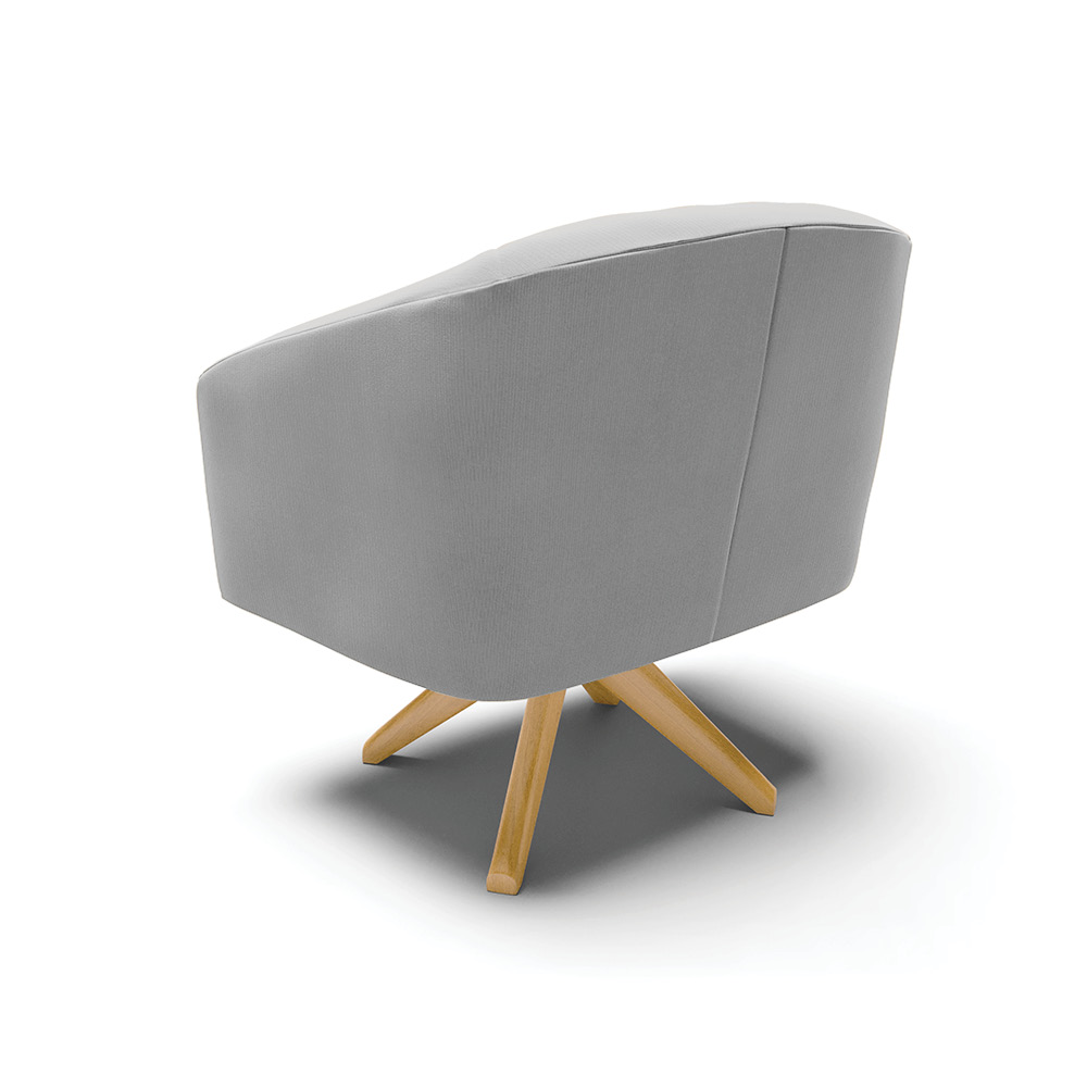 Kit 02 Poltronas Giratória Stella Suede Cinza Base Madeira MA30 - D'Rossi