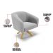 Kit 02 Poltronas Giratória Stella Suede Cinza Base Madeira MA30 - D'Rossi