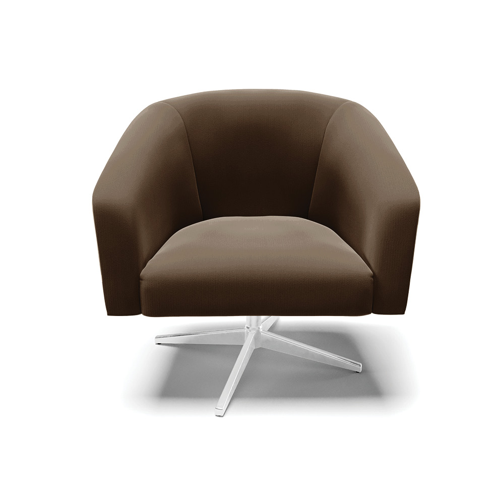 Kit 02 Poltronas Giratória Stella Suede Marrom Base Giratória Cromada - D'Rossi