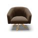 Kit 02 Poltronas Giratória Stella Suede Marrom Base Madeira MA30 - D'Rossi