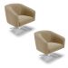 Kit 02 Poltronas Giratória Stella Suede Marrom Rato Base Giratória Cromada - D'Rossi