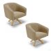 Kit 02 Poltronas Giratória Stella Suede Marrom Rato Base Madeira MA30 - D'Rossi