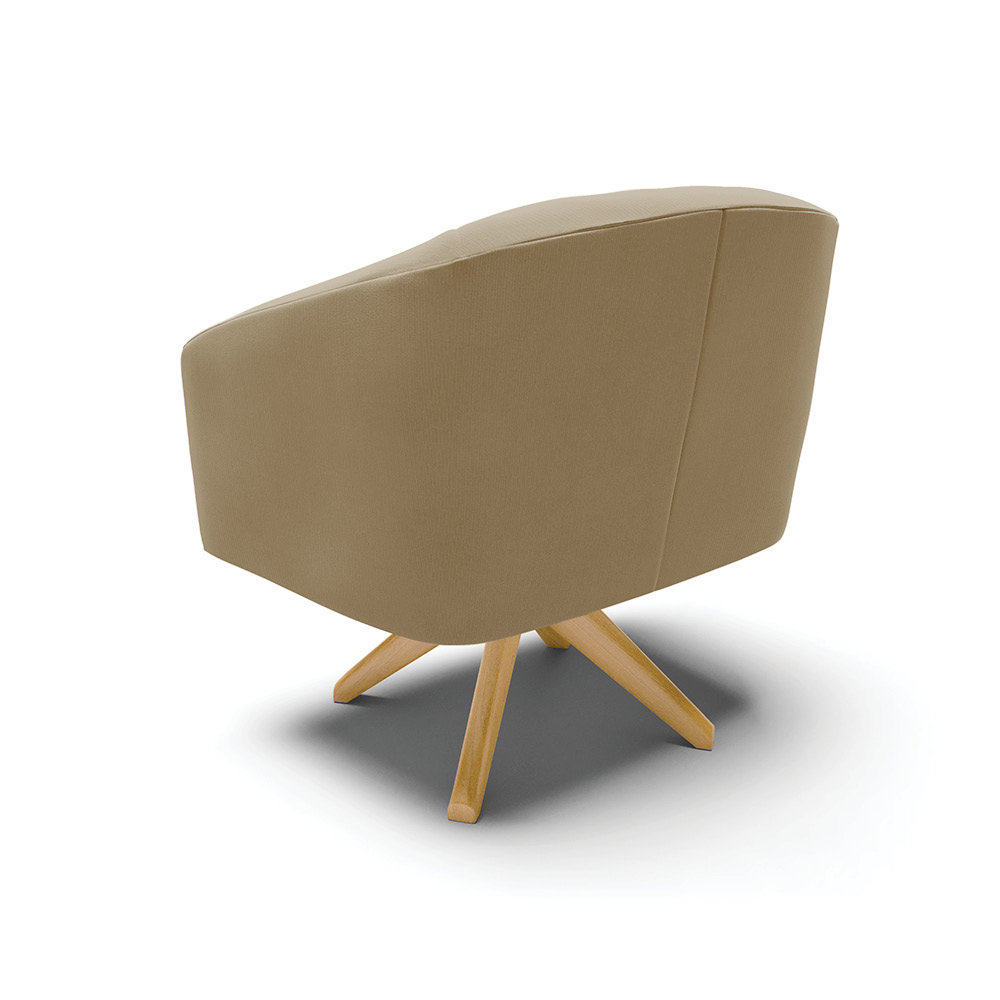 Kit 02 Poltronas Giratória Stella Suede Marrom Rato Base Madeira MA30 - D'Rossi