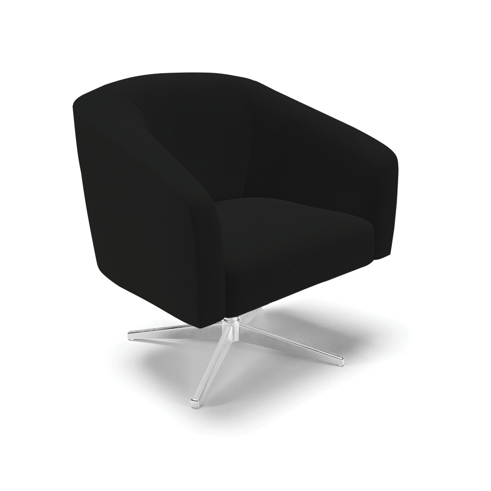 Kit 02 Poltronas Giratória Stella Suede Preto Base Giratória Cromada - D'Rossi