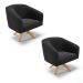 Kit 02 Poltronas Giratória Stella Suede Preto Base Madeira MA30 - D'Rossi