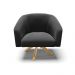 Kit 02 Poltronas Giratória Stella Suede Preto Base Madeira MA30 - D'Rossi