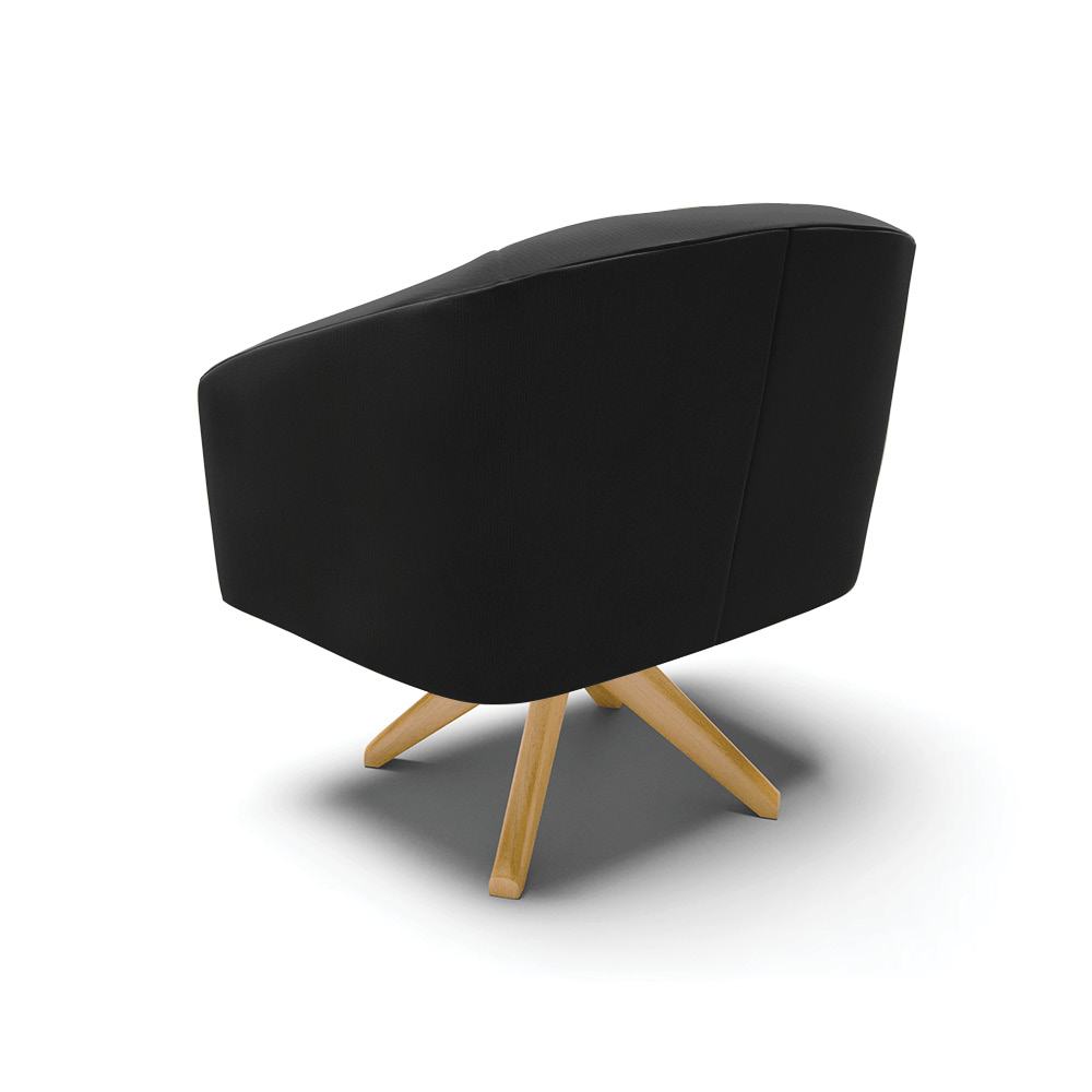Kit 02 Poltronas Giratória Stella Suede Preto Base Madeira MA30 - D'Rossi