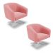 Kit 02 Poltronas Giratória Stella Suede Rosê Base Giratória Cromada - D'Rossi