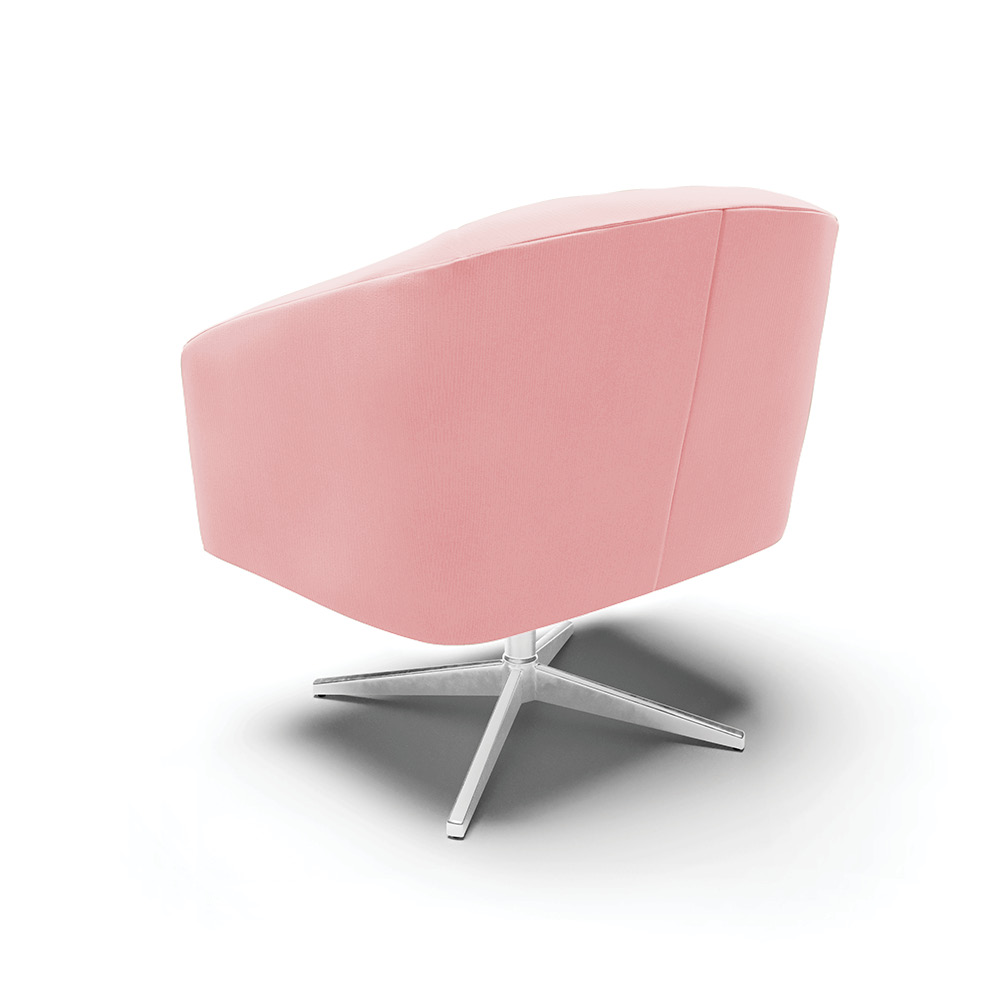 Kit 02 Poltronas Giratória Stella Suede Rosa Bebê Base Cromada - D'Rossi