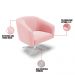 Kit 02 Poltronas Giratória Stella Suede Rosa Bebê Base Cromada - D'Rossi