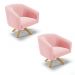 Kit 02 Poltronas Giratória Stella Suede Rosa Bebê Base Madeira MA30 - D'Rossi