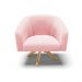 Kit 02 Poltronas Giratória Stella Suede Rosa Bebê Base Madeira MA30 - D'Rossi