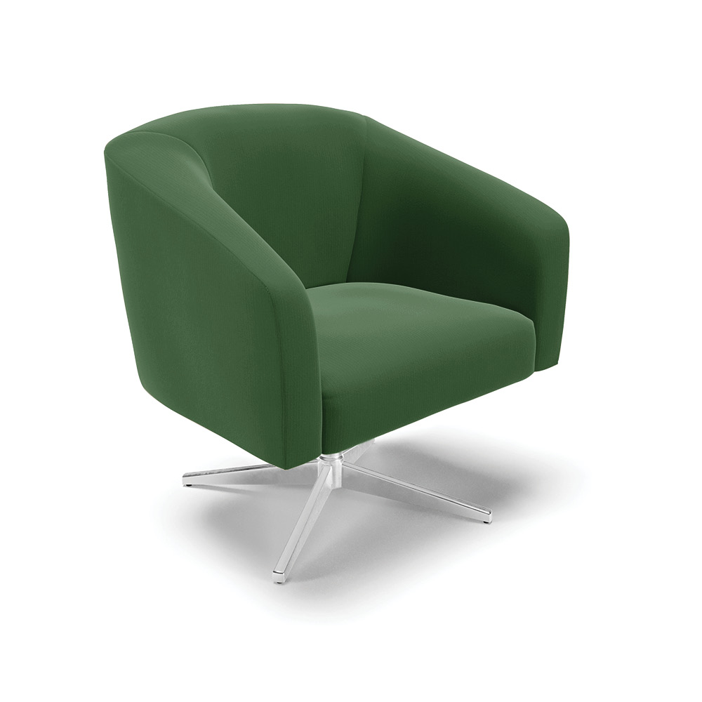 Kit 02 Poltronas Giratória Stella Suede Verde Base Cromada - D'Rossi