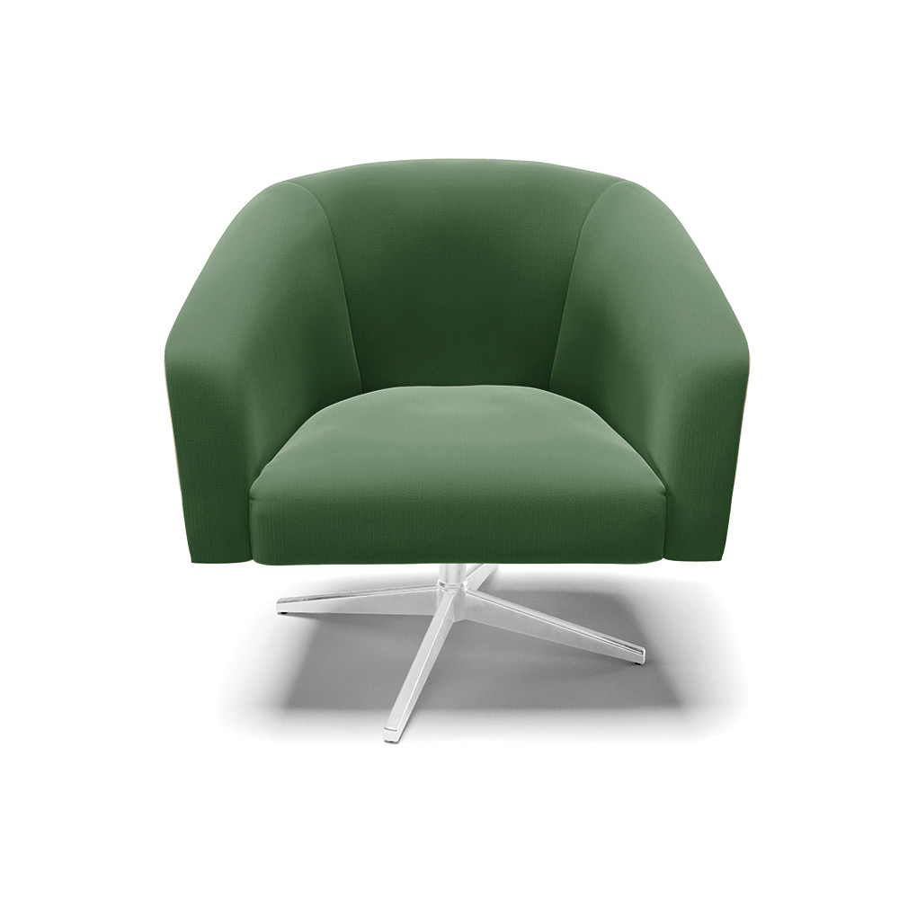 Kit 02 Poltronas Giratória Stella Suede Verde Base Cromada - D'Rossi