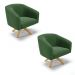 Kit 02 Poltronas Giratória Stella Suede Verde Base Madeira MA30 - D'Rossi