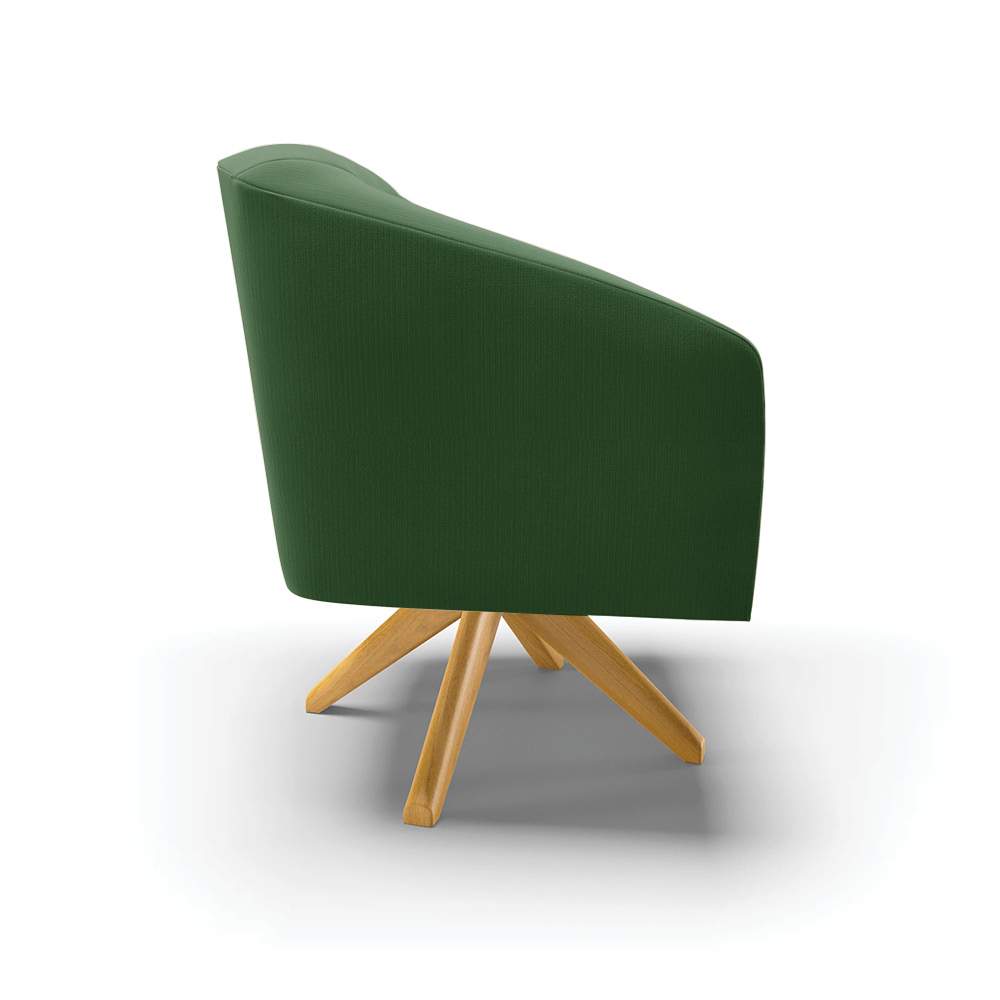 Kit 02 Poltronas Giratória Stella Suede Verde Base Madeira MA30 - D'Rossi