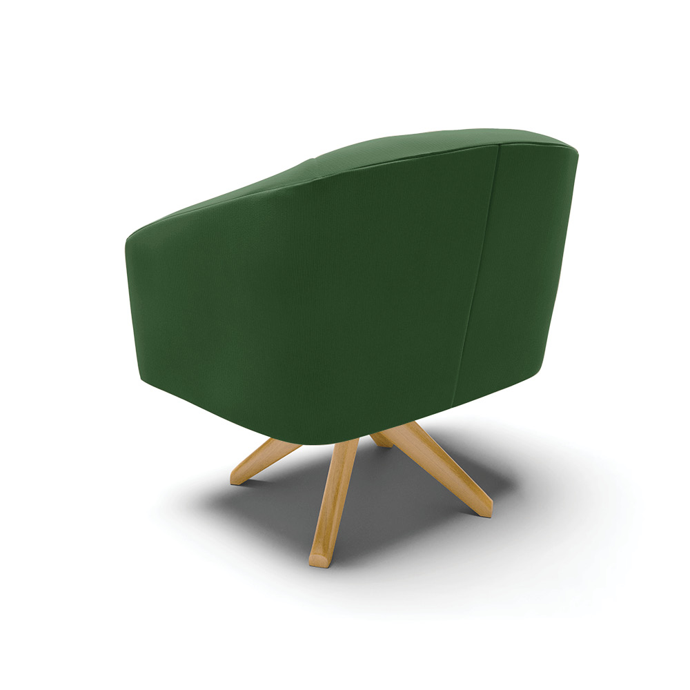 Kit 02 Poltronas Giratória Stella Suede Verde Base Madeira MA30 - D'Rossi