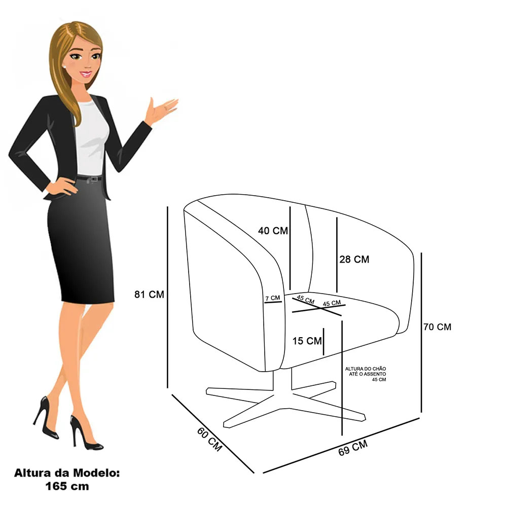 Kit 02 Poltronas Giratória Stella Veludo Rosê Base Cromada - D'Rossi