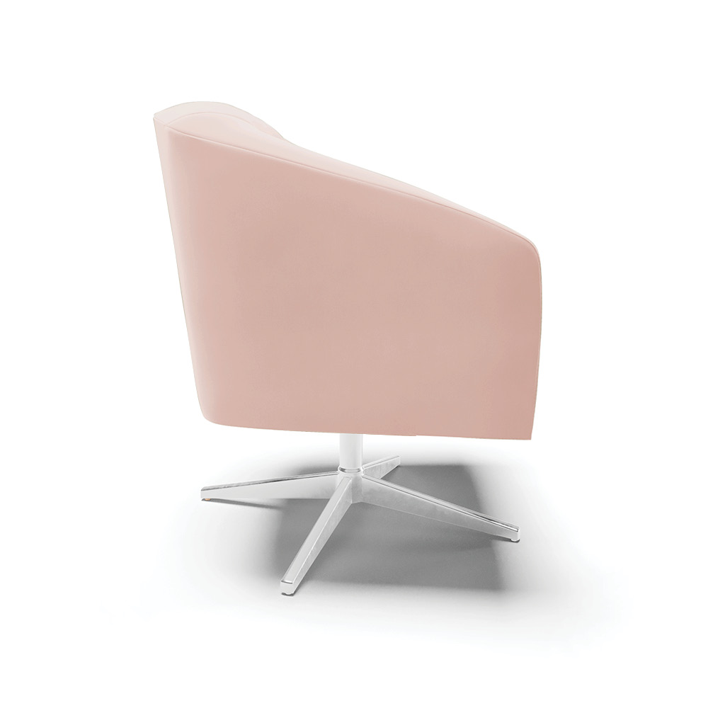 Kit 02 Poltronas Giratória Stella Veludo Rosê Base Cromada - D'Rossi