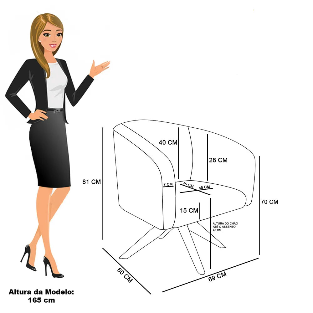 Kit 02 Poltronas Giratória Stella Veludo Rosê Base Madeira MA30 - D'Rossi