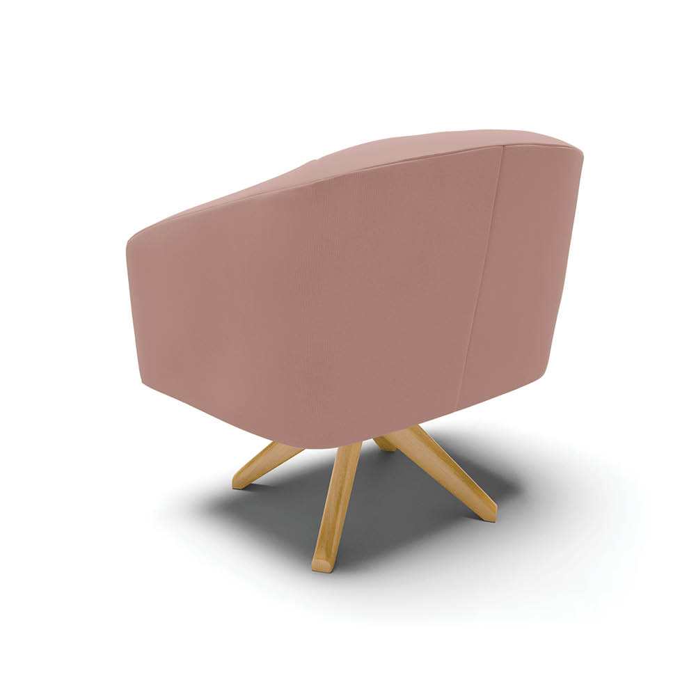 Kit 02 Poltronas Giratória Stella Veludo Rosê Base Madeira MA30 - D'Rossi