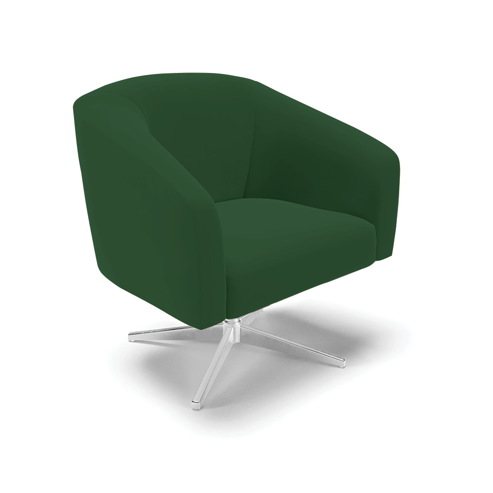 Kit 02 Poltronas Giratória Stella Veludo Verde Base Cromada - D'Rossi