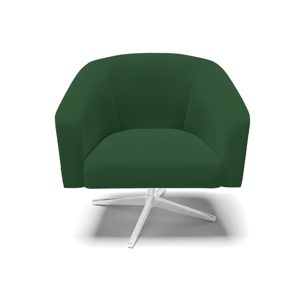 Kit 02 Poltronas Giratória Stella Veludo Verde Base Cromada - D'Rossi