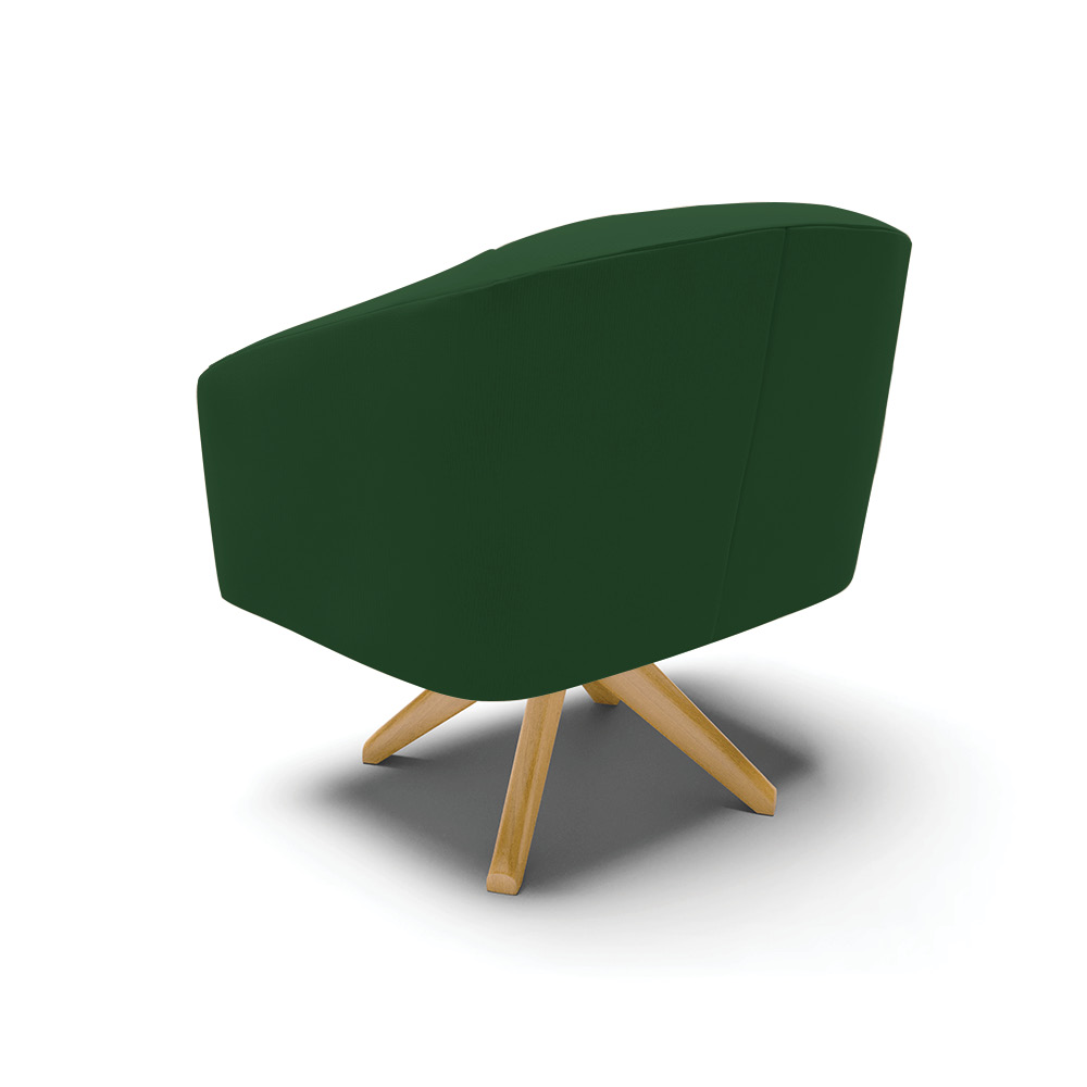 Kit 02 Poltronas Giratória Stella Veludo Verde Base Madeira MA30 - D'Rossi