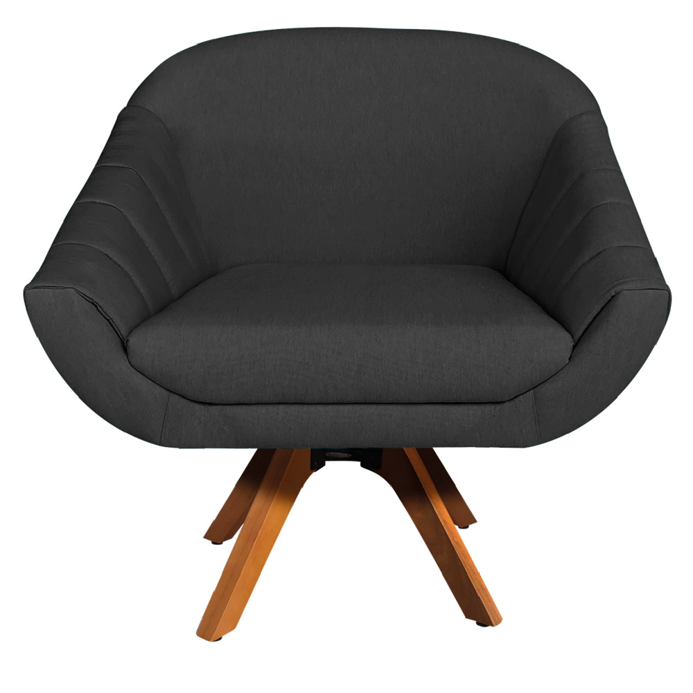 Kit 02 Poltronas Giratoria Giovana Linho Preto A79 Base Giratória MM30 - D'Rossi