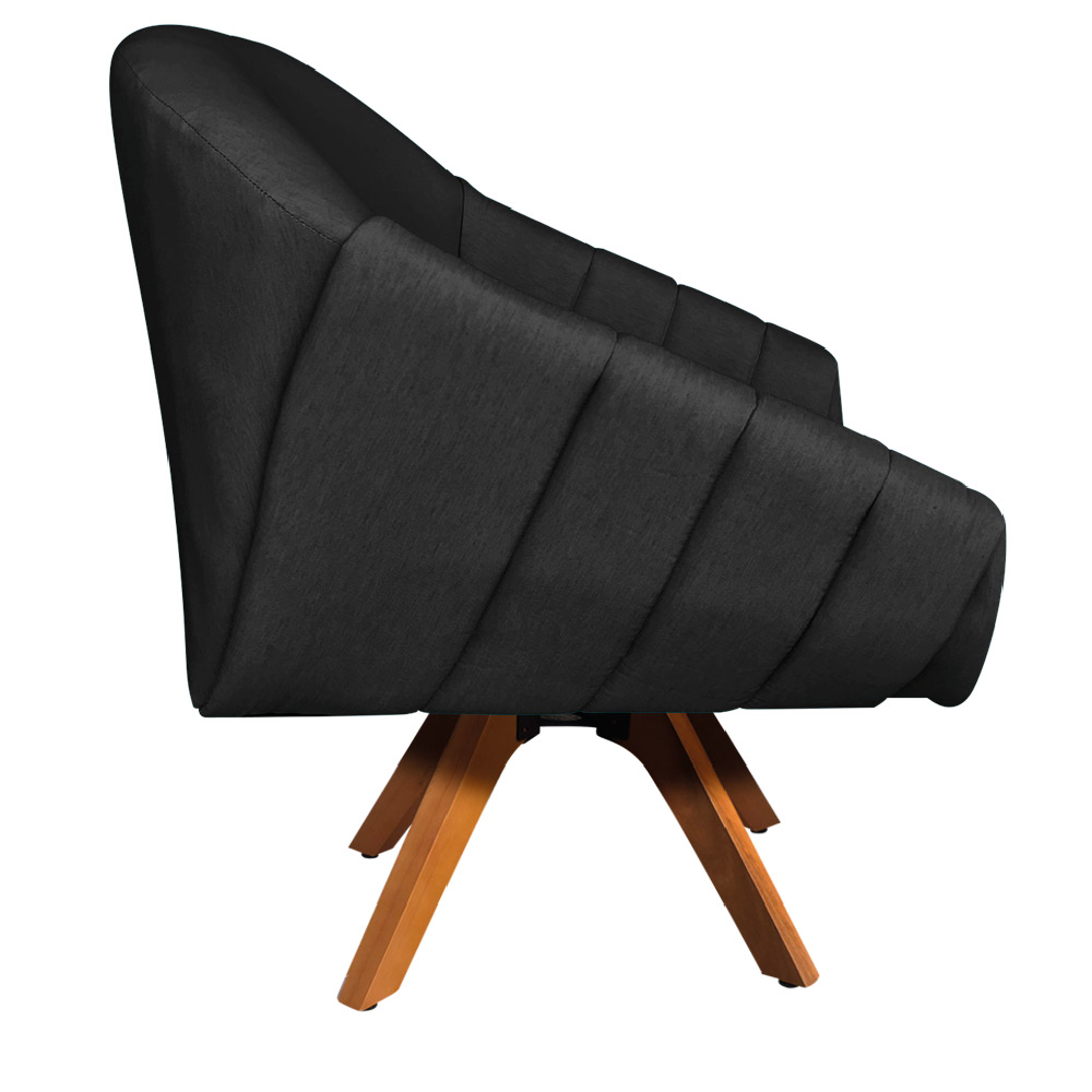Kit 02 Poltronas Giratoria Giovana Linho Preto A79 Base Giratória MM30 - D'Rossi