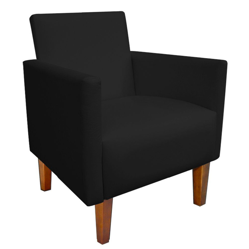 Kit 02 Poltronas Jade Corino Preto Pés Chanfrado Castanho D'Rossi
