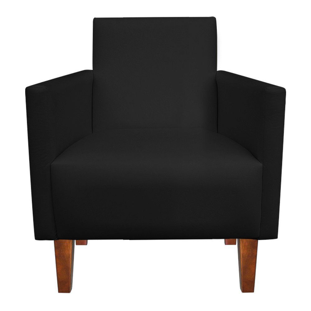 Kit 02 Poltronas Jade Corino Preto Pés Chanfrado Castanho D'Rossi
