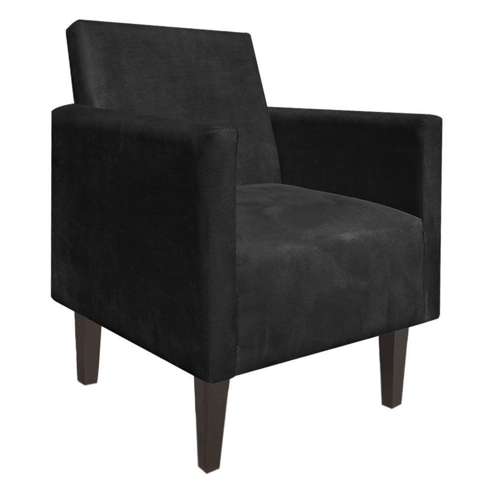 Kit 02 Poltronas Jade Suede Preto Pés Chanfrado Tabaco D'Rossi