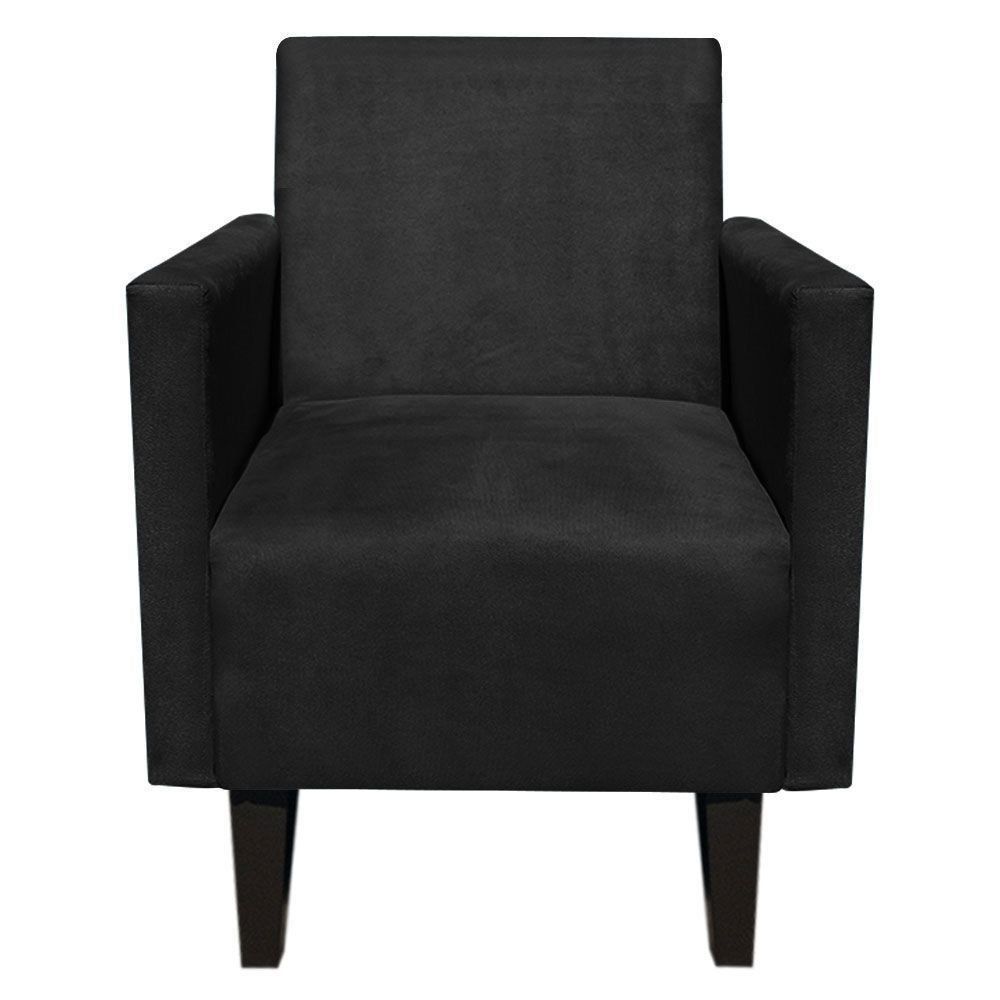 Kit 02 Poltronas Jade Suede Preto Pés Chanfrado Tabaco D'Rossi