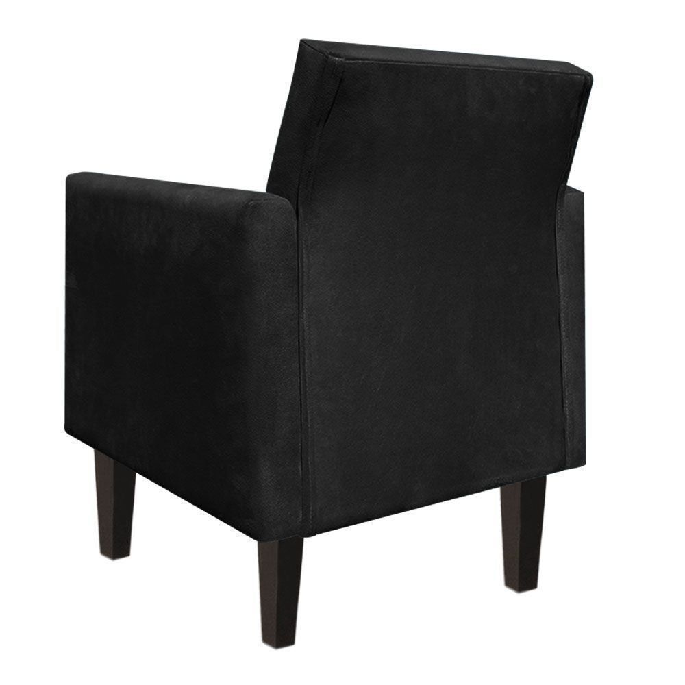 Kit 02 Poltronas Jade Suede Preto Pés Chanfrado Tabaco D'Rossi