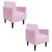 Kit 02 Poltronas Jade Suede Rosa Bebê Pés Chanfrado Tabaco D'Rossi